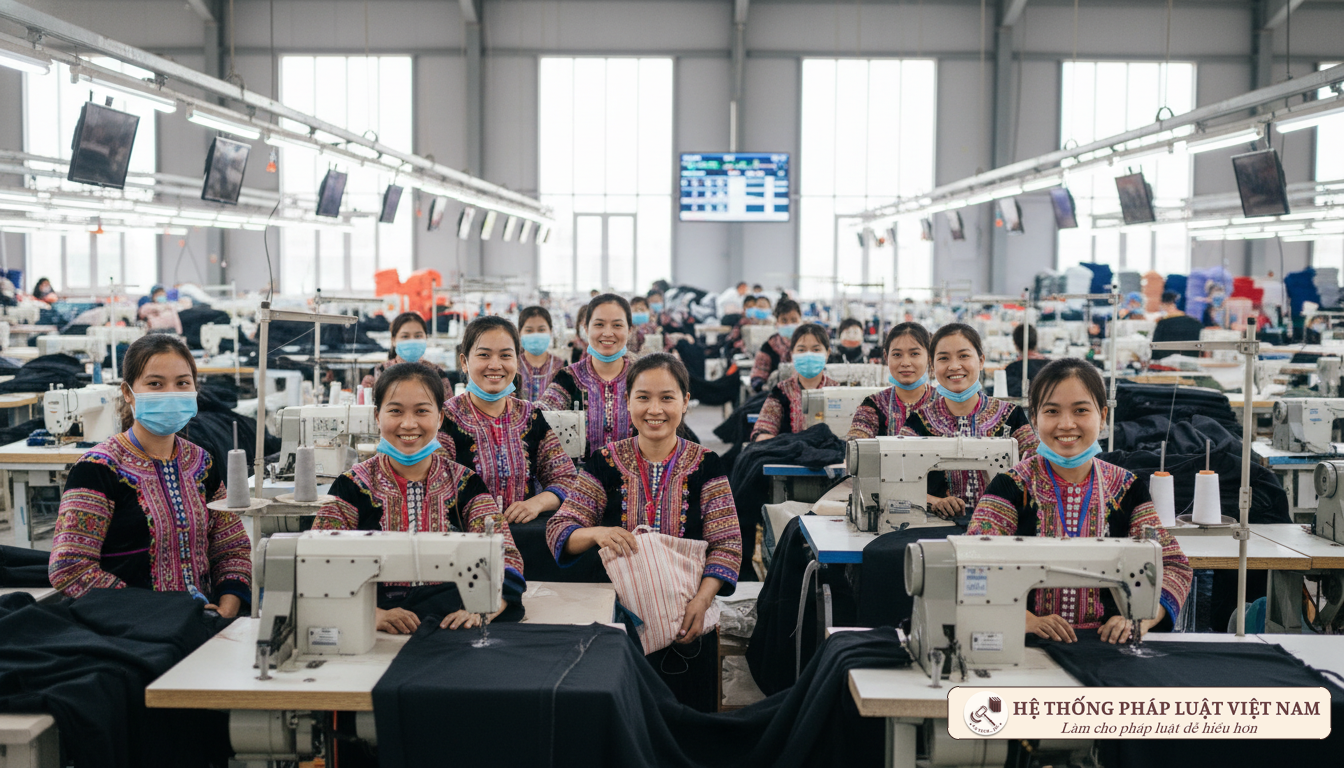 Lao động nữ tại nhà máy sản xuất
