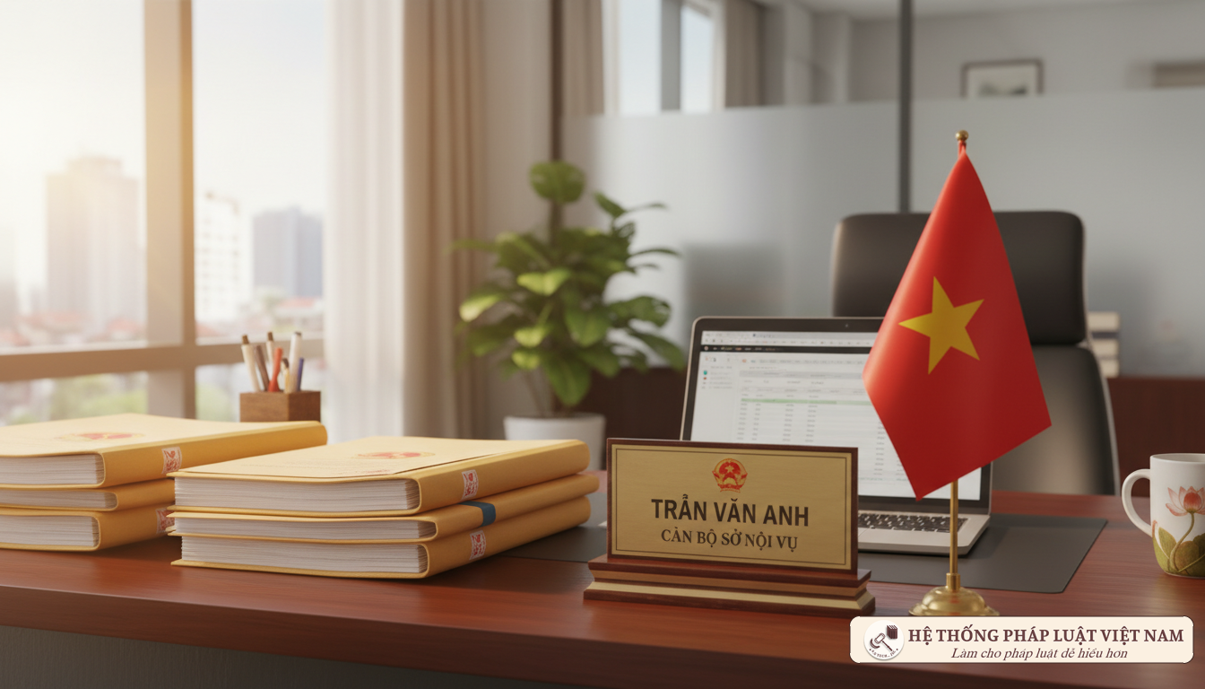 Hồ sơ công chức và văn phòng làm việc hiện đại