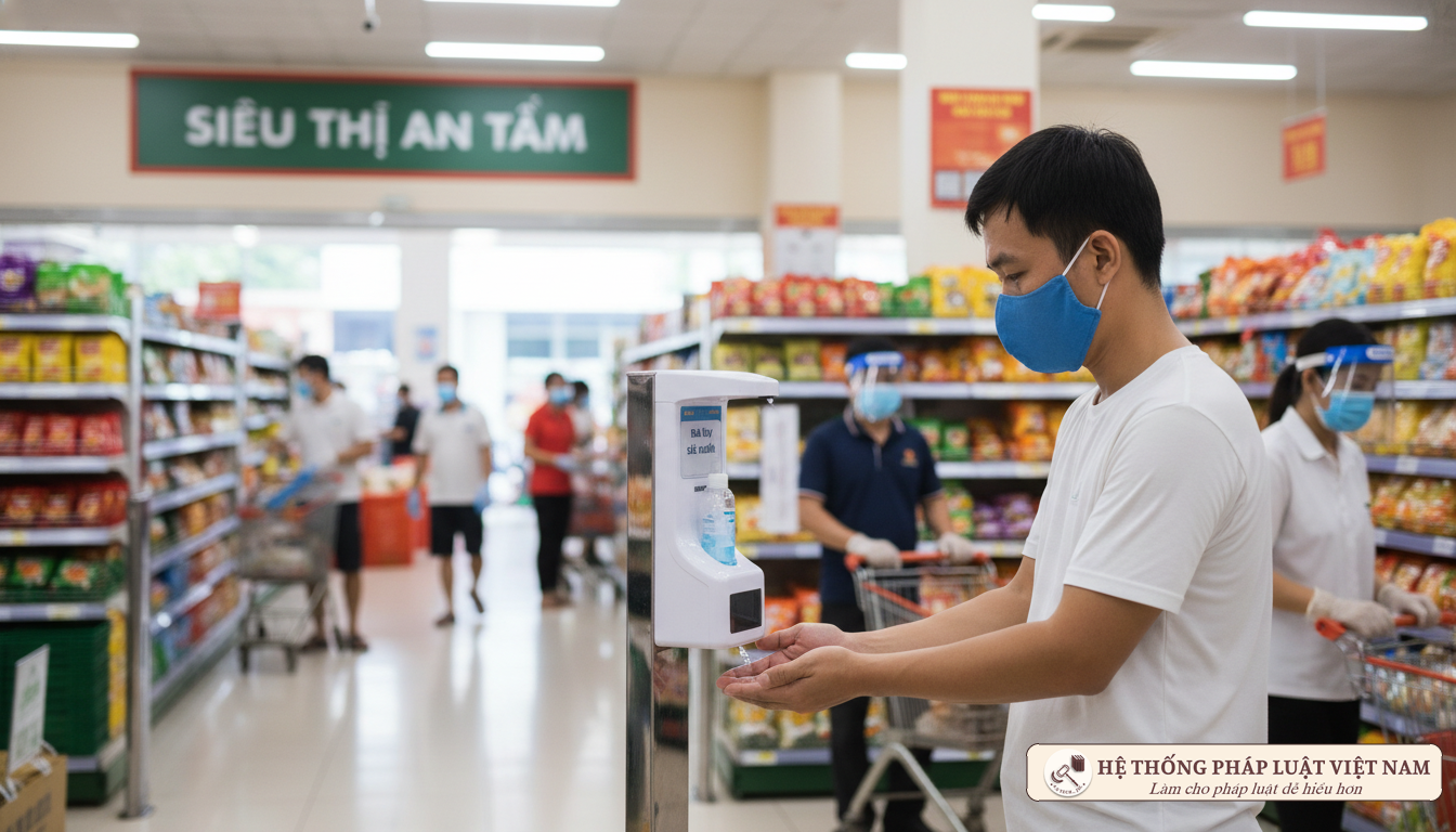 Trạm sát khuẩn tay tại siêu thị