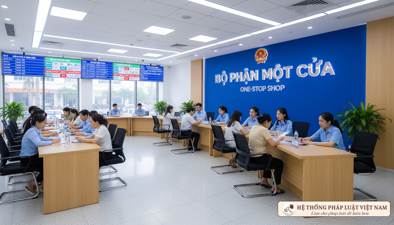 Bộ phận Một cửa tiếp nhận hồ sơ đất đai
