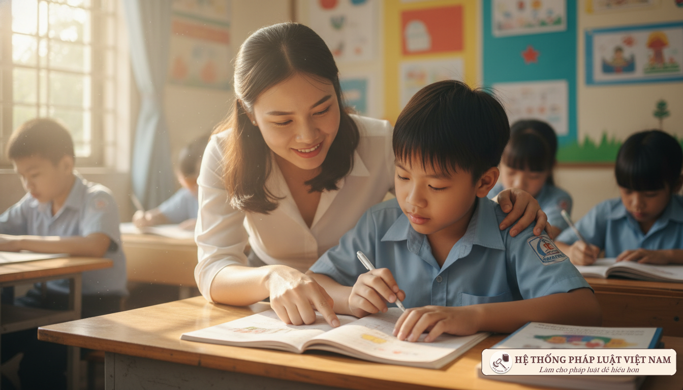 Giáo viên hướng dẫn học sinh học tập