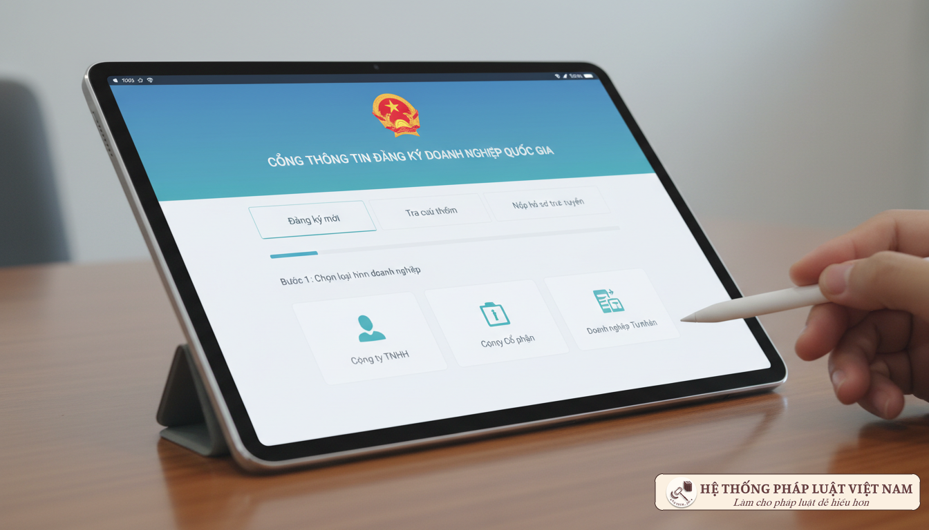 Giao diện đăng ký hộ kinh doanh trực tuyến