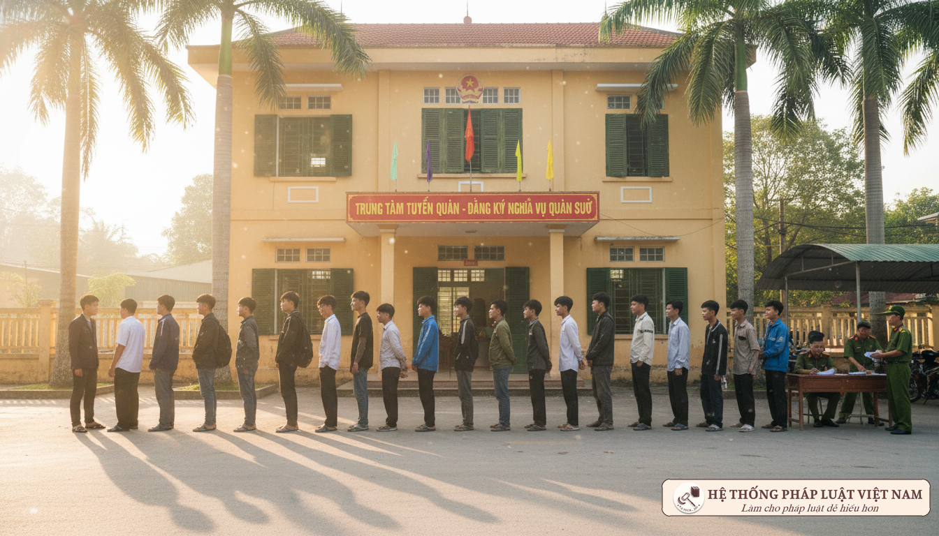 Thanh niên đăng ký nghĩa vụ quân sự
