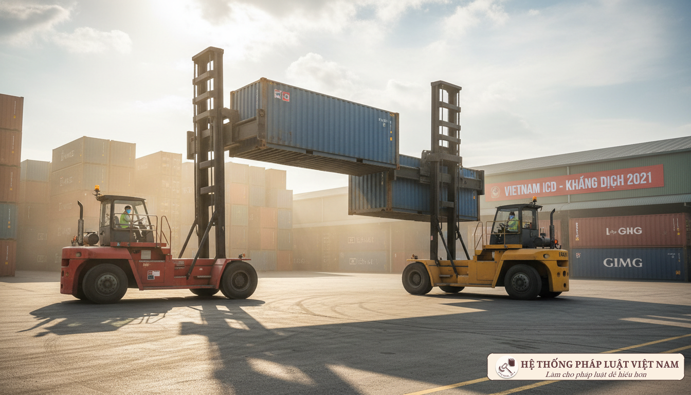 Hoạt động vận chuyển container tại cảng cạn ICD