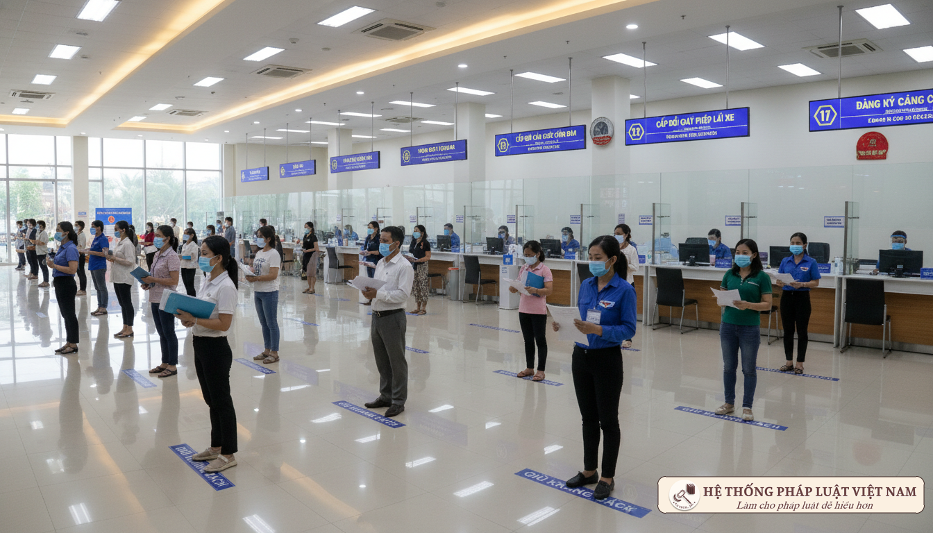Người dân làm thủ tục hành chính 2021