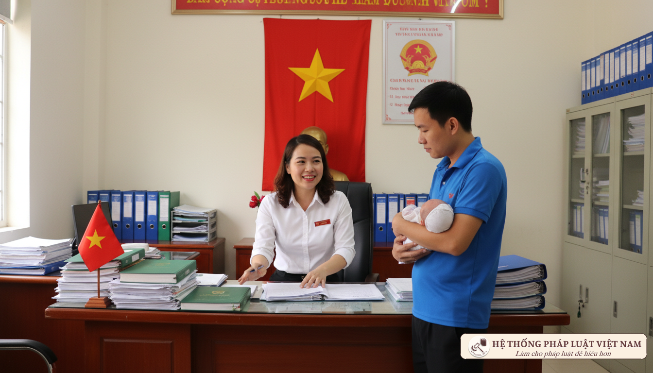 Cán bộ hộ tịch hướng dẫn đăng ký khai sinh