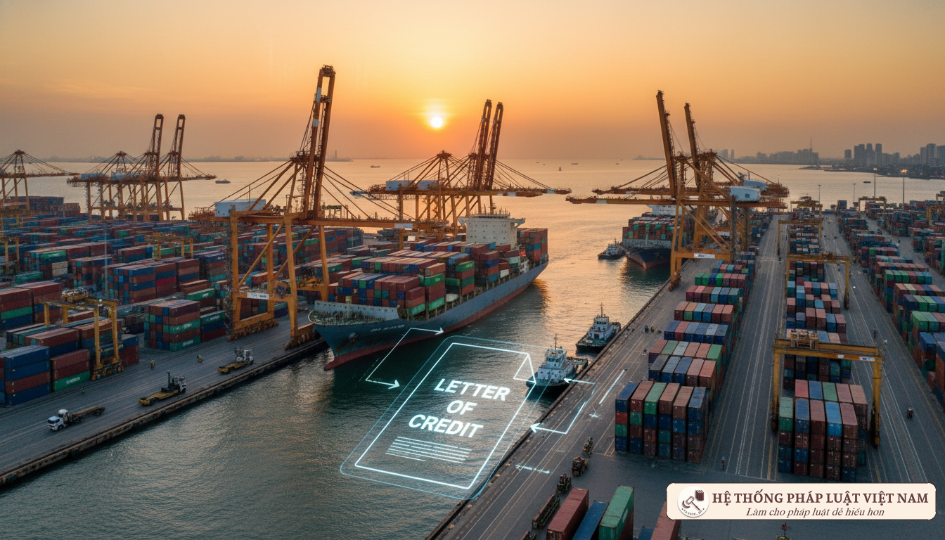 Cảng biển quốc tế với các container hàng hóa