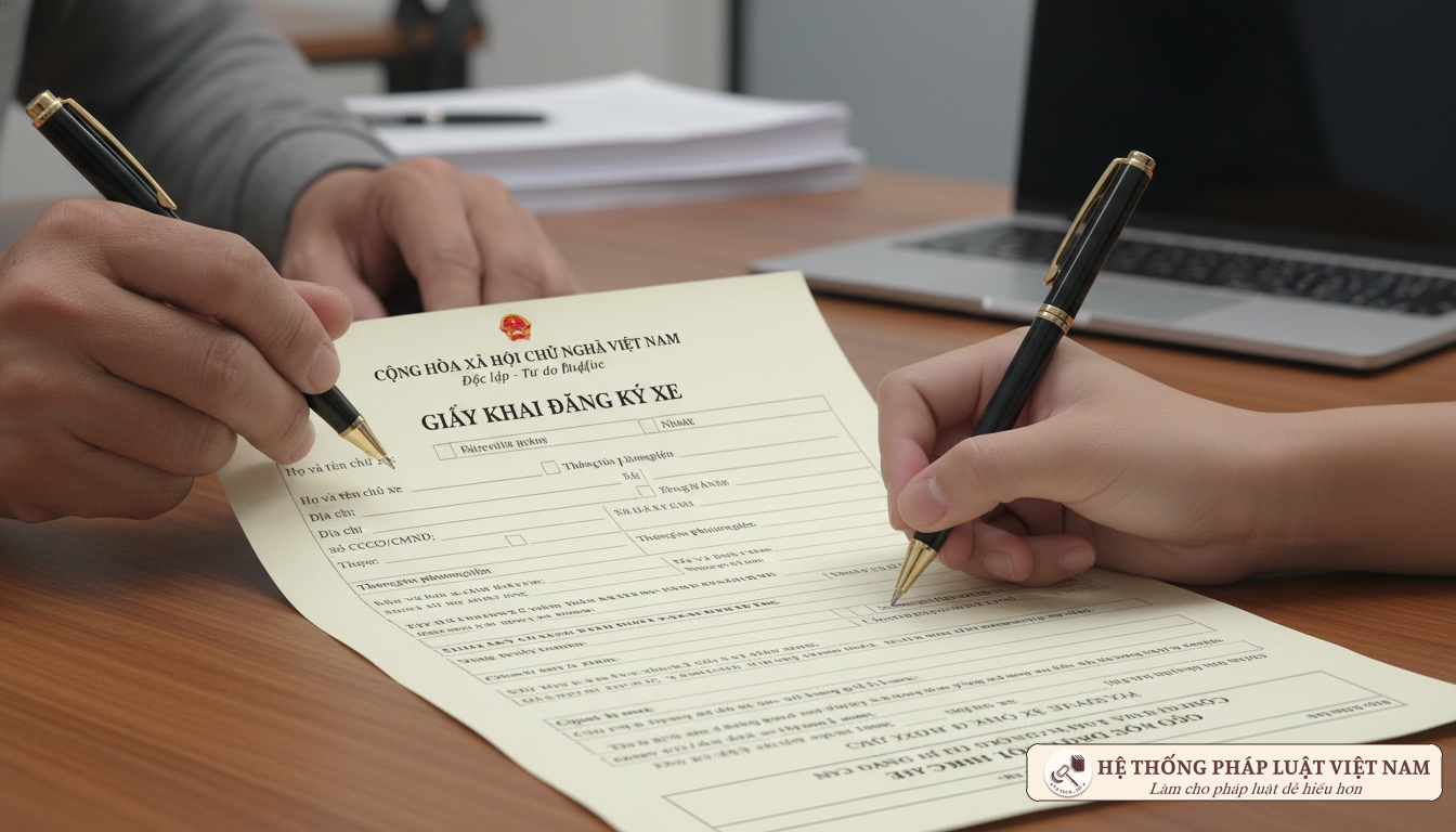 Ký giấy khai đăng ký xe
