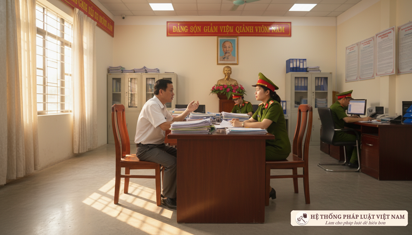 Cảnh làm việc tại cơ quan công an Việt Nam