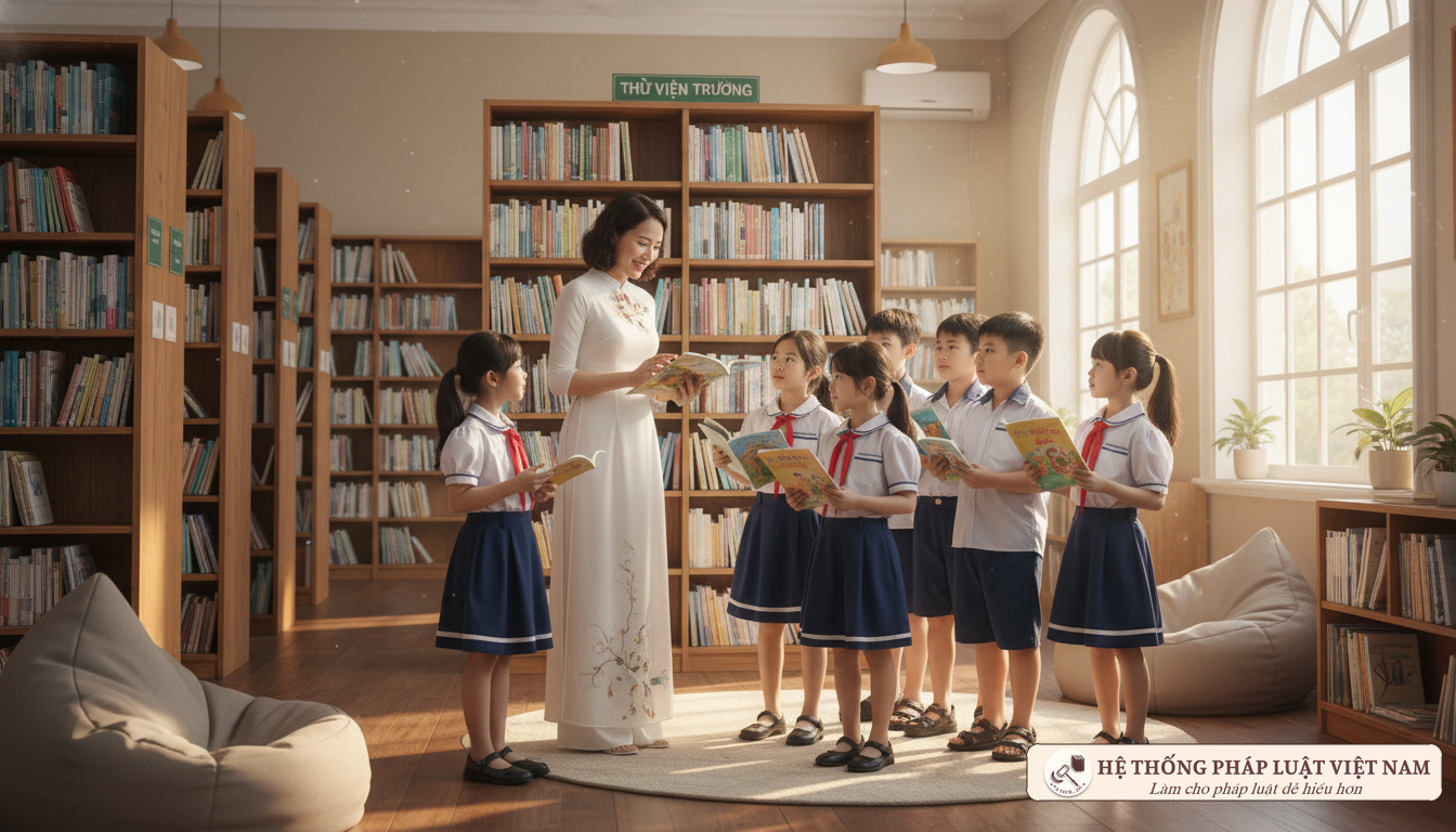 Giáo viên hướng dẫn học sinh đọc sách