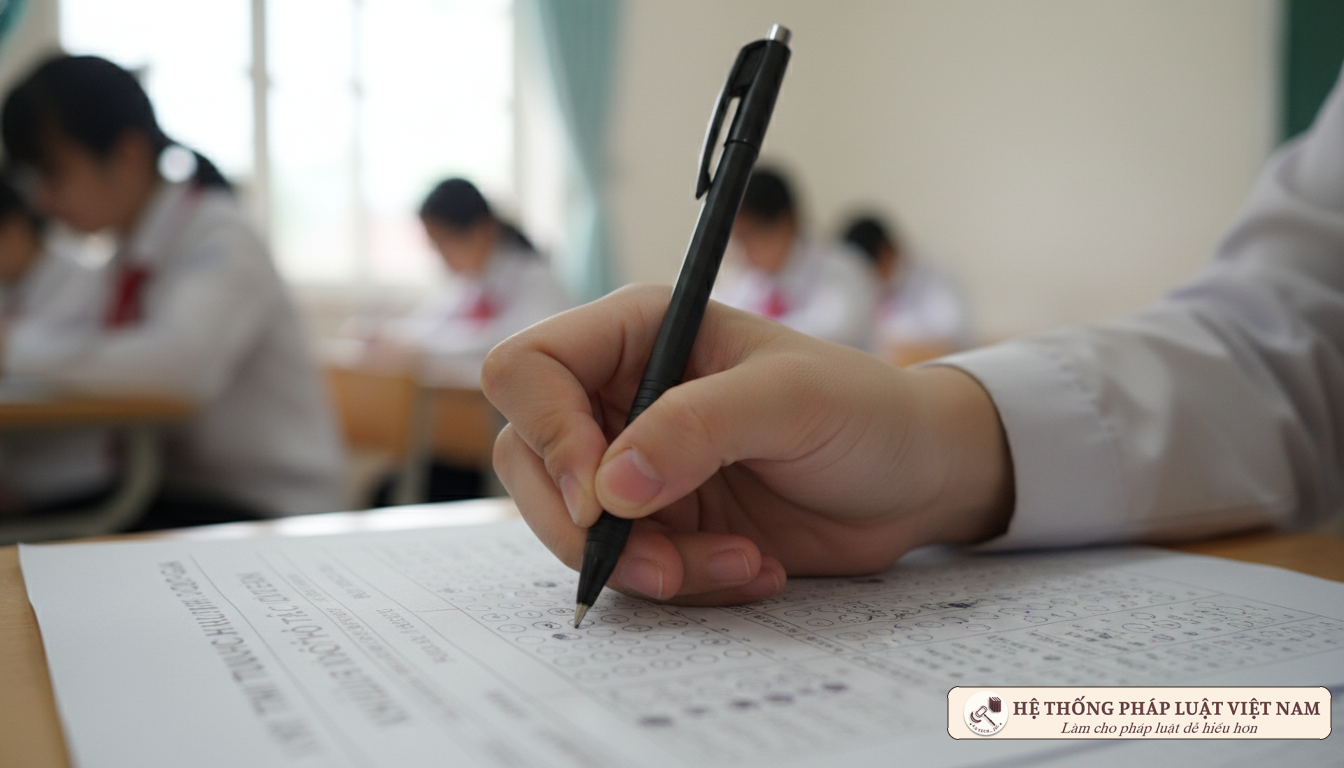 Thí sinh làm bài thi tuyển sinh lớp 10
