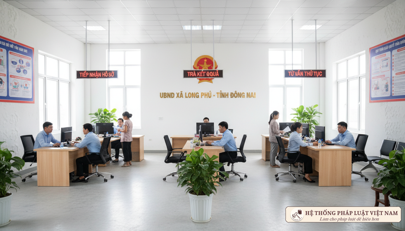 Cán bộ làm việc tại UBND xã Hiện đại hóa công tác quản lý hành chính tại cấp xã