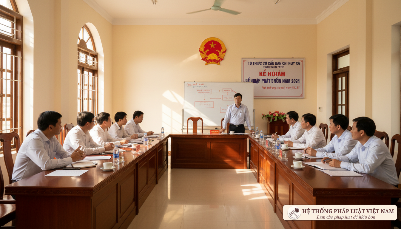 Họp triển khai tổ chức bộ máy tại UBND xã