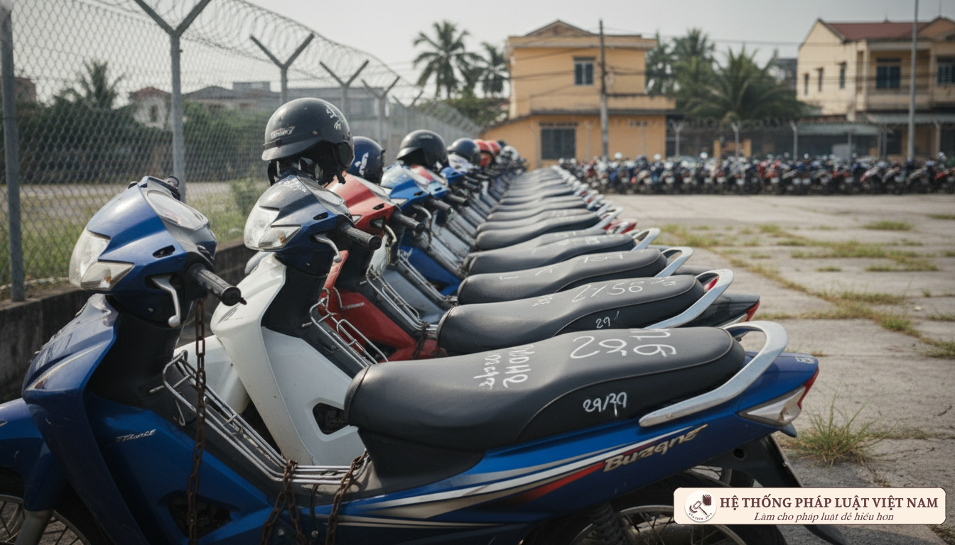 Bãi tạm giữ xe máy vi phạm nồng độ cồn