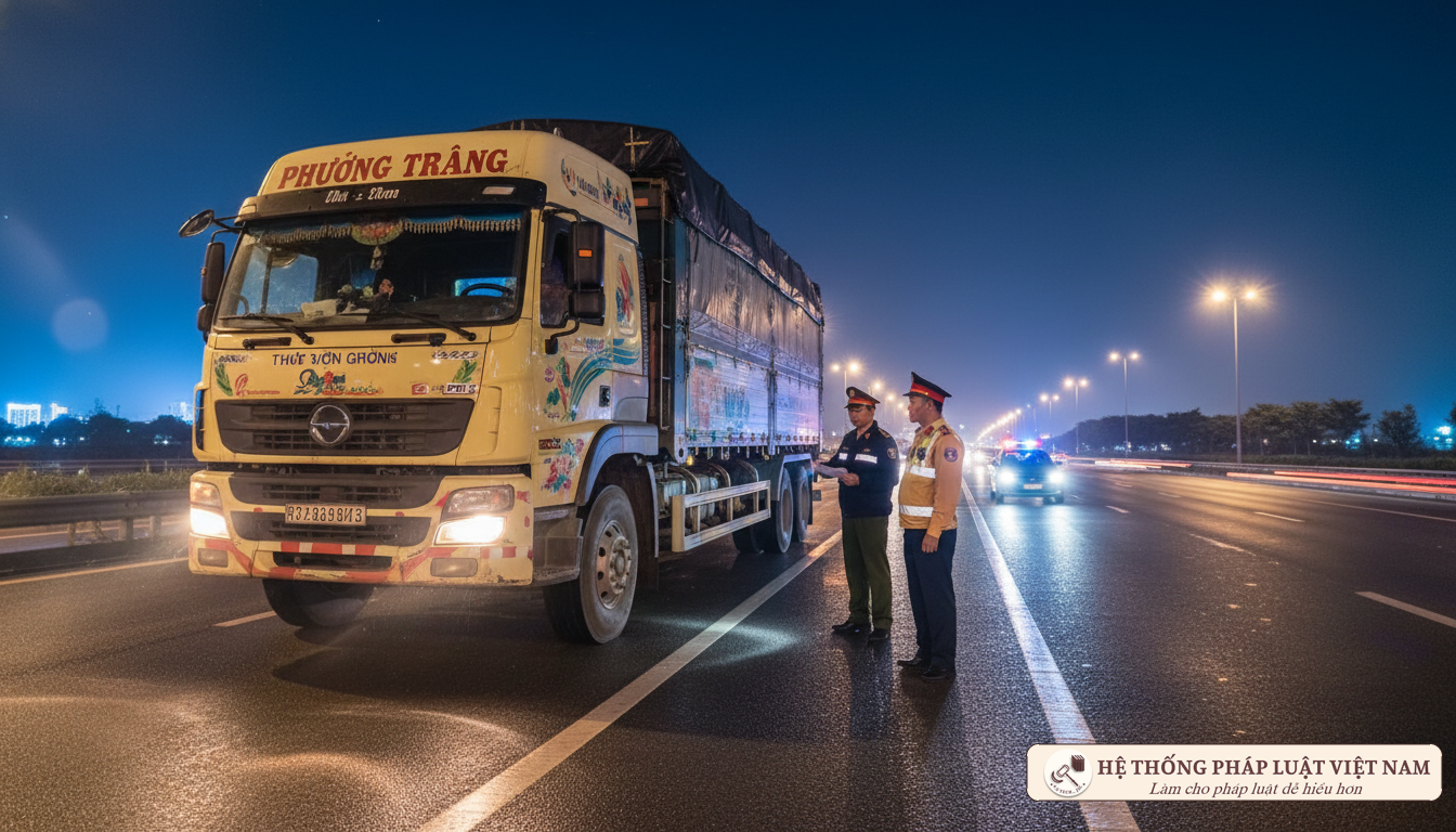 Xe tải bị kiểm tra trên cao tốc