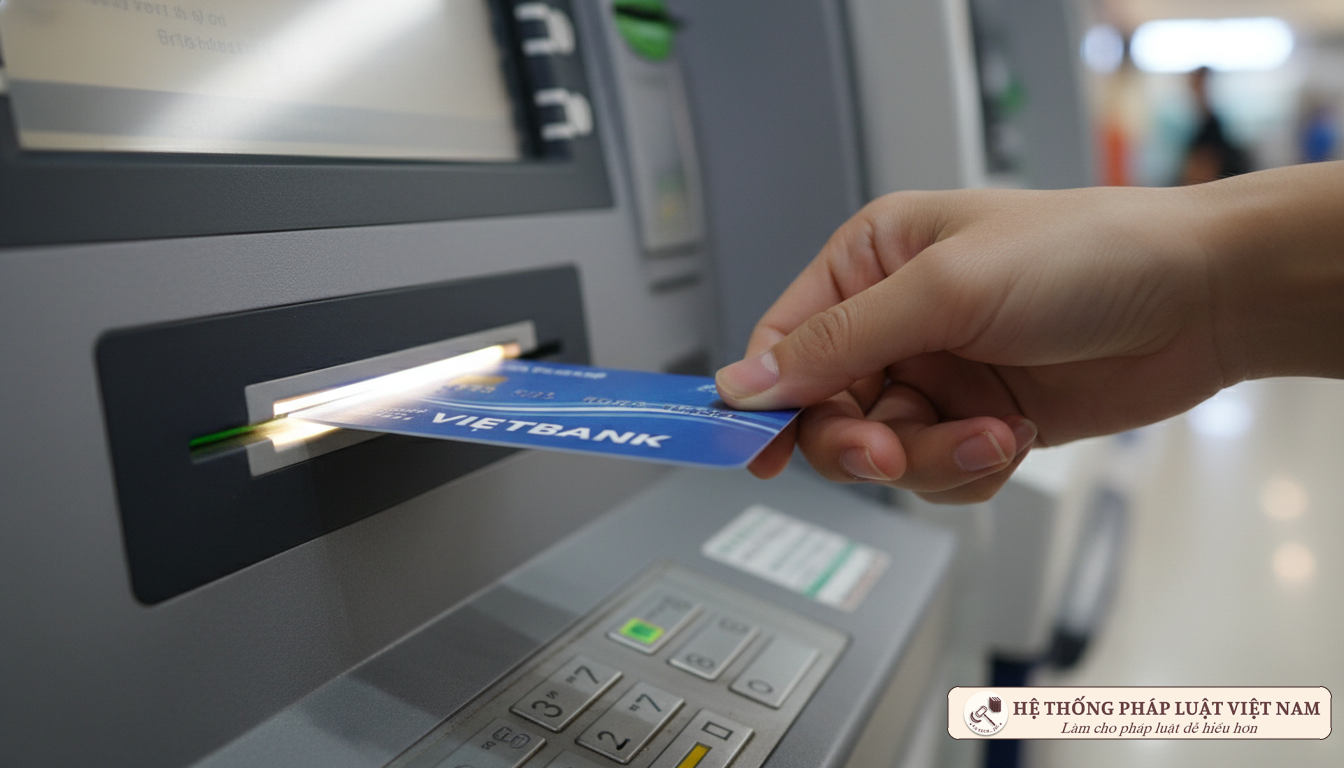 Cận cảnh thao tác rút tiền tại máy ATM