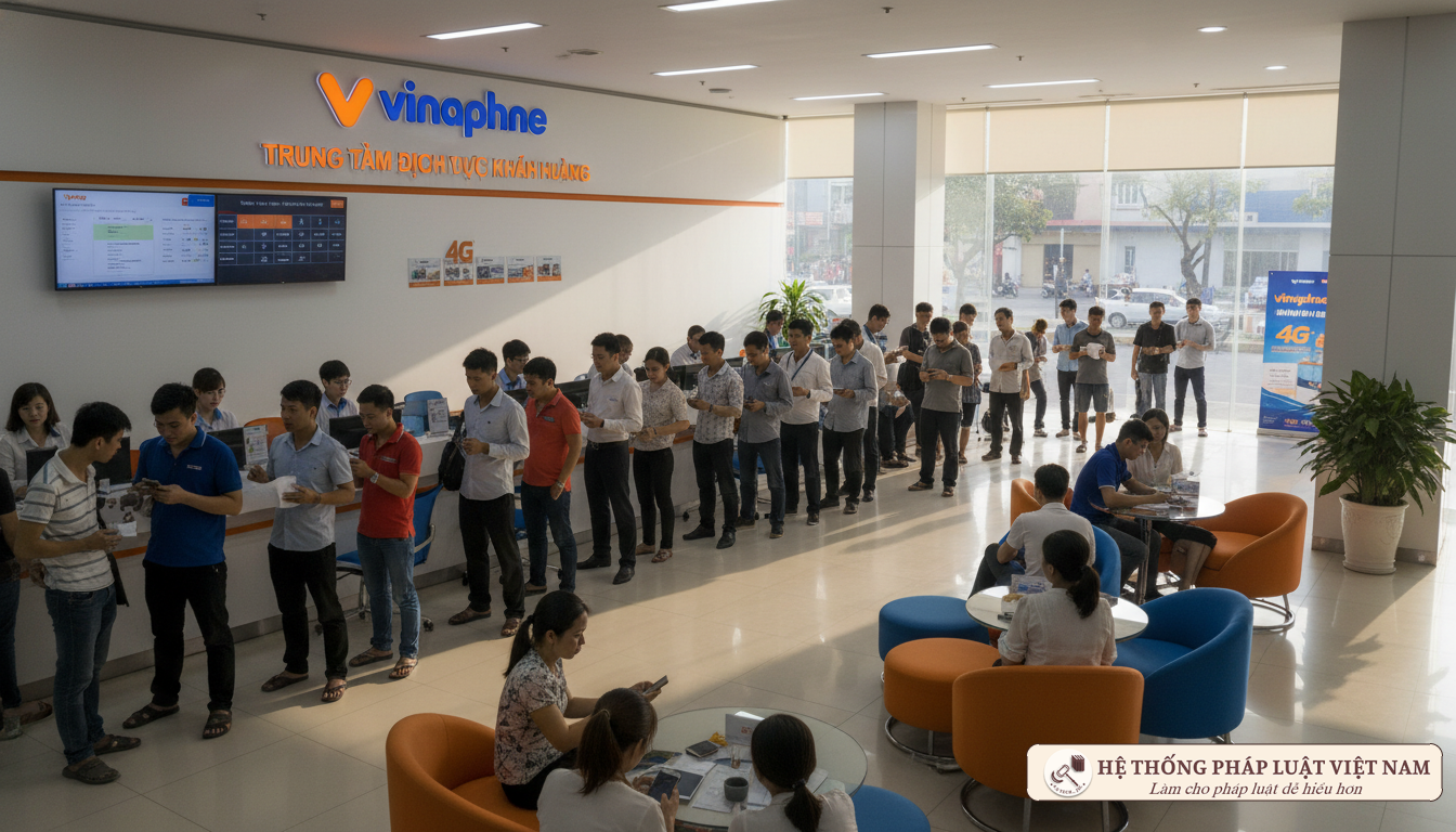 Điểm giao dịch Vinaphone đông đúc khách hàng