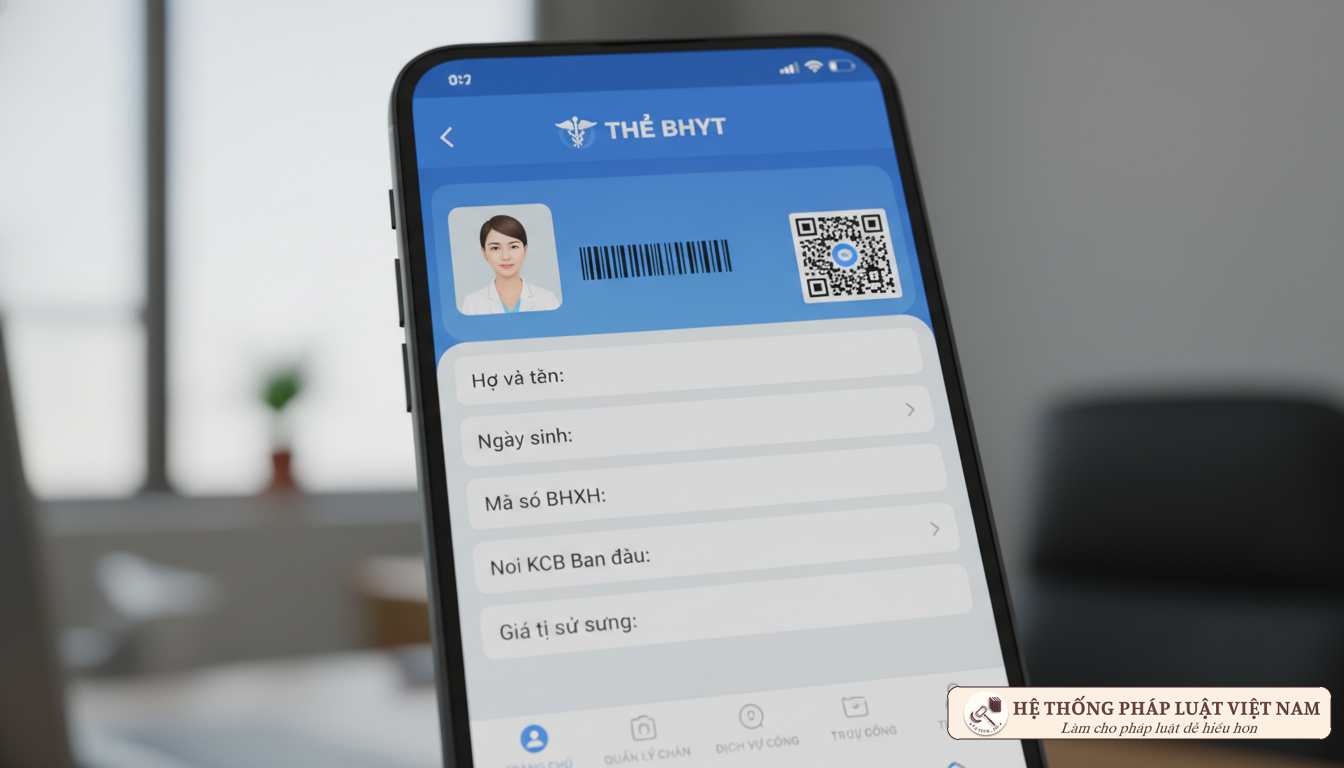 Giao diện thẻ BHYT điện tử trên VssID