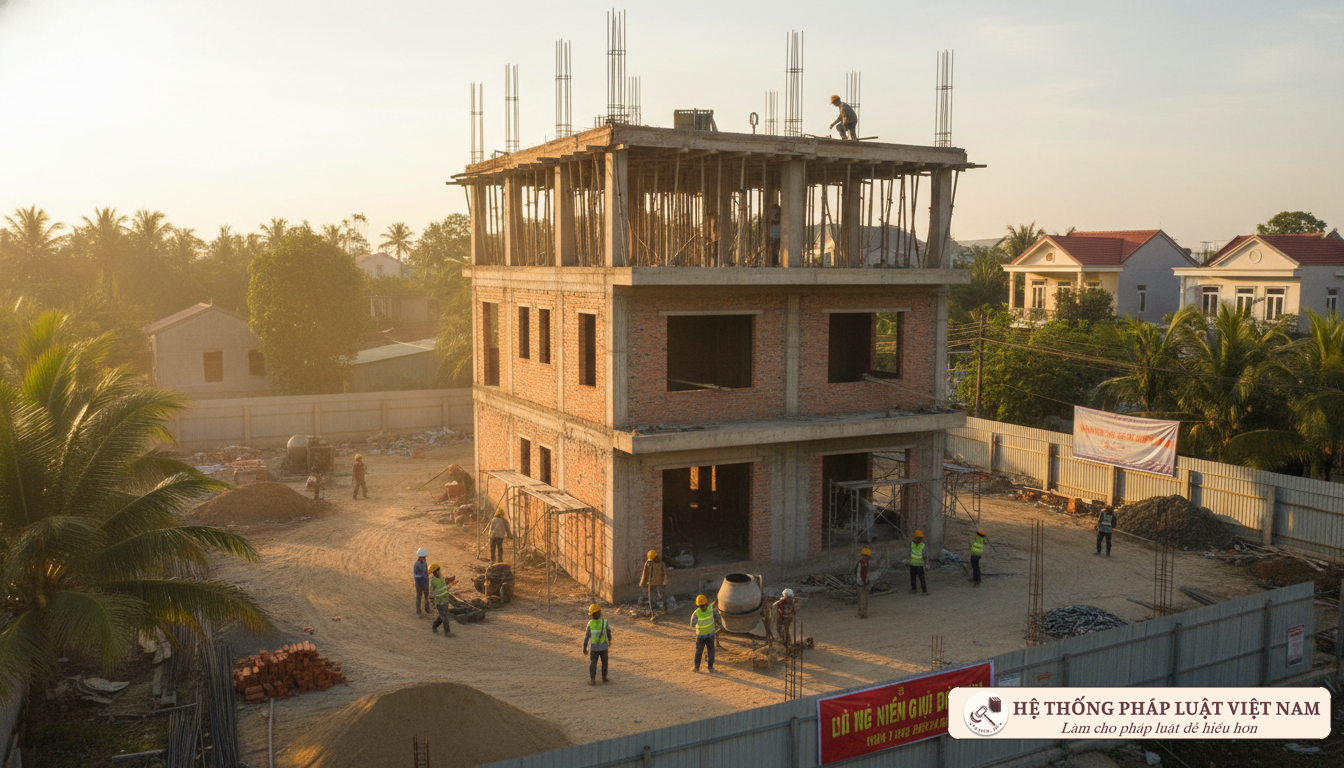 Công trường xây dựng nhà ở tại Việt Nam