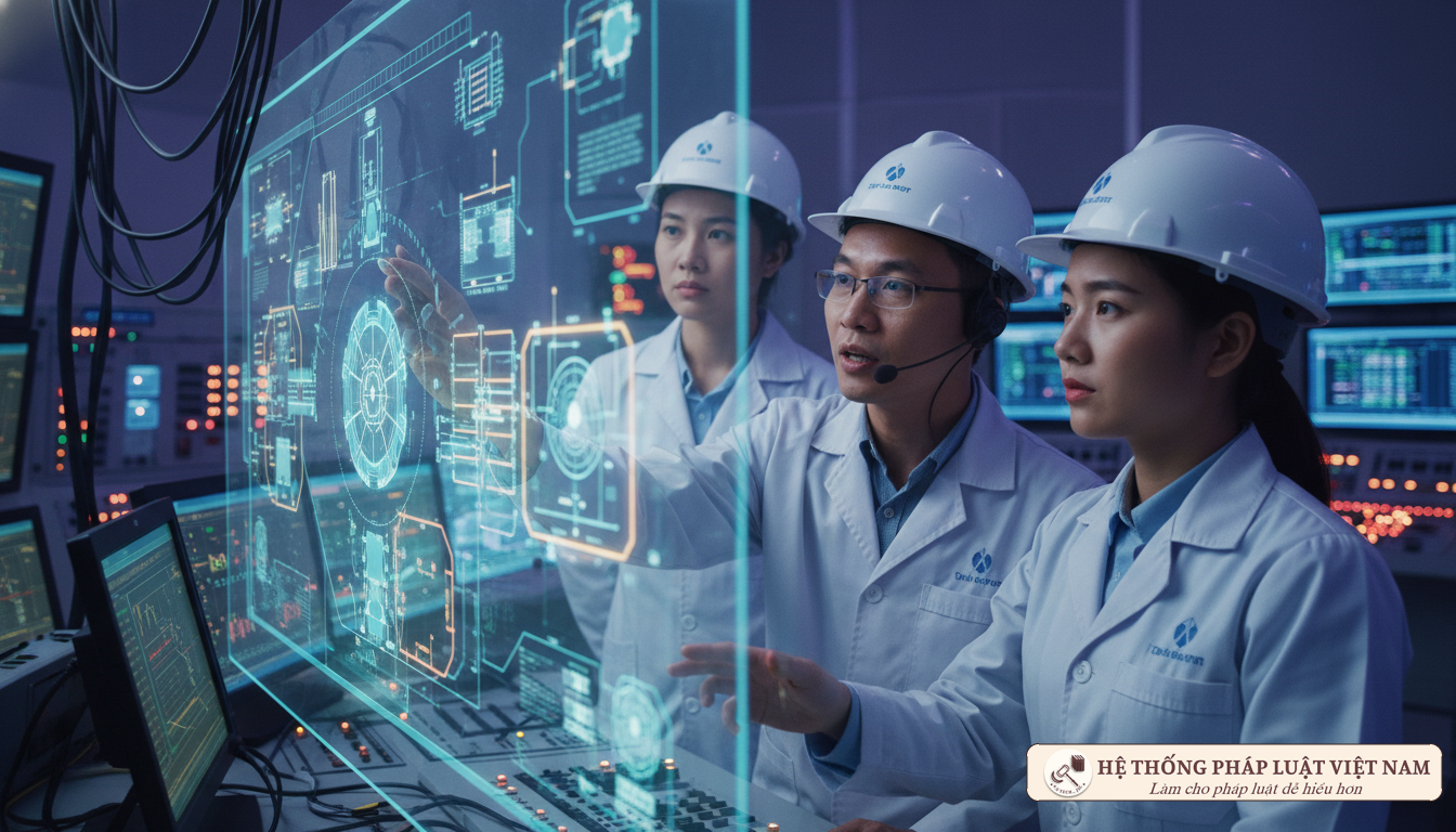 Kỹ sư nghiên cứu bản vẽ nhà máy điện hạt nhân