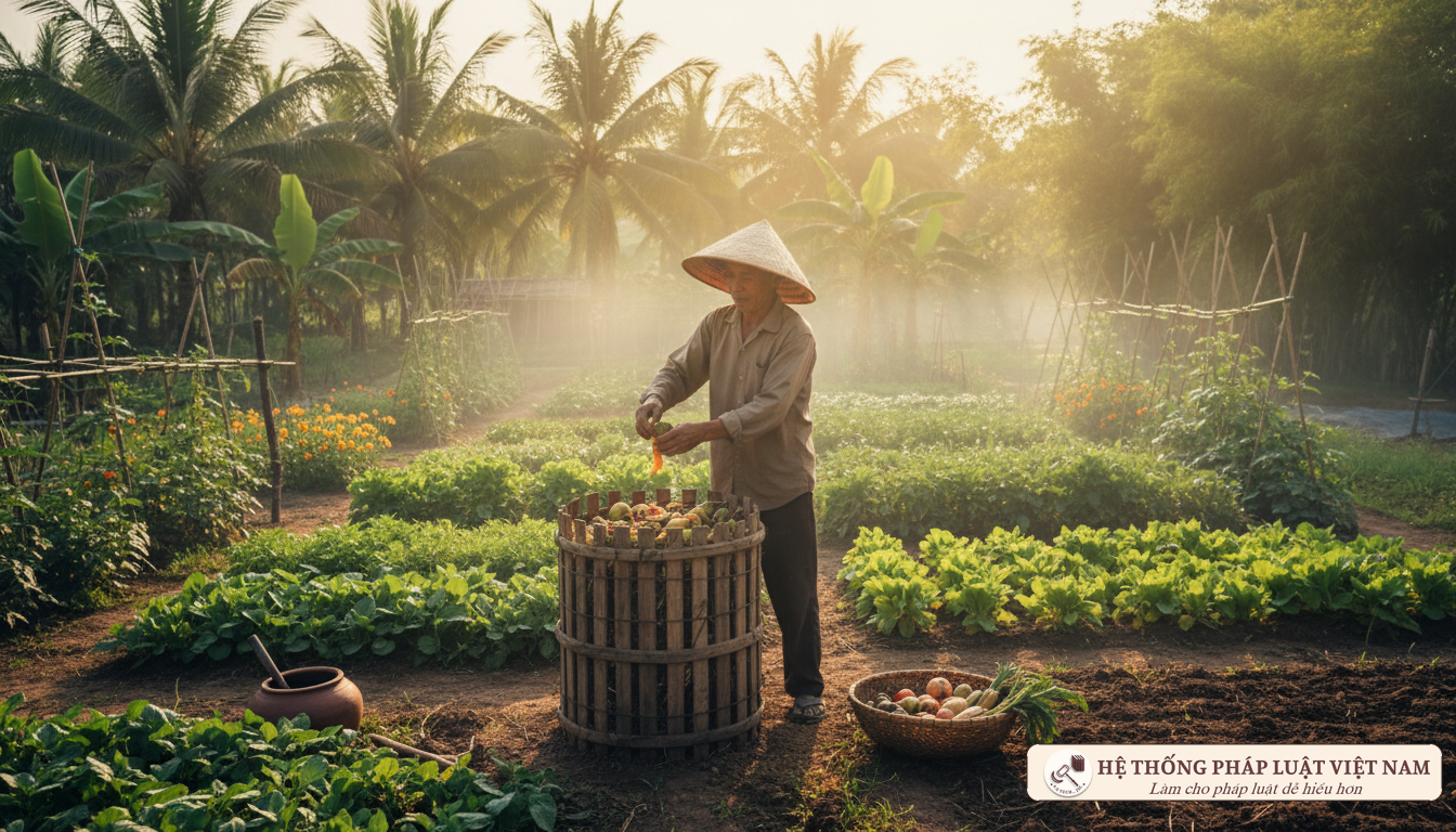 Mô hình xử lý rác thải phân tán tại hộ gia đình Xử lý rác thải tại nông thôn bằng phương pháp ủ phân hữu cơ