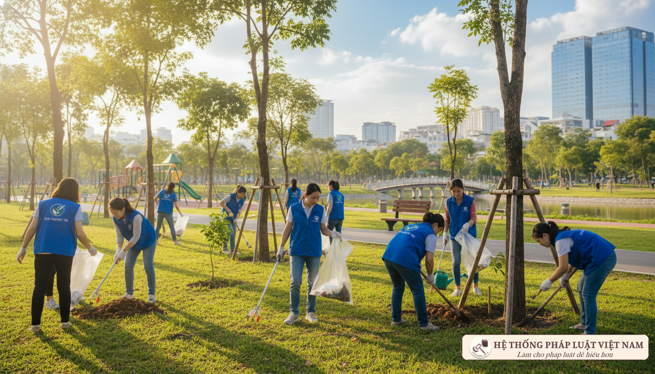 Người dân tham gia lao động công ích phục vụ cộng đồng