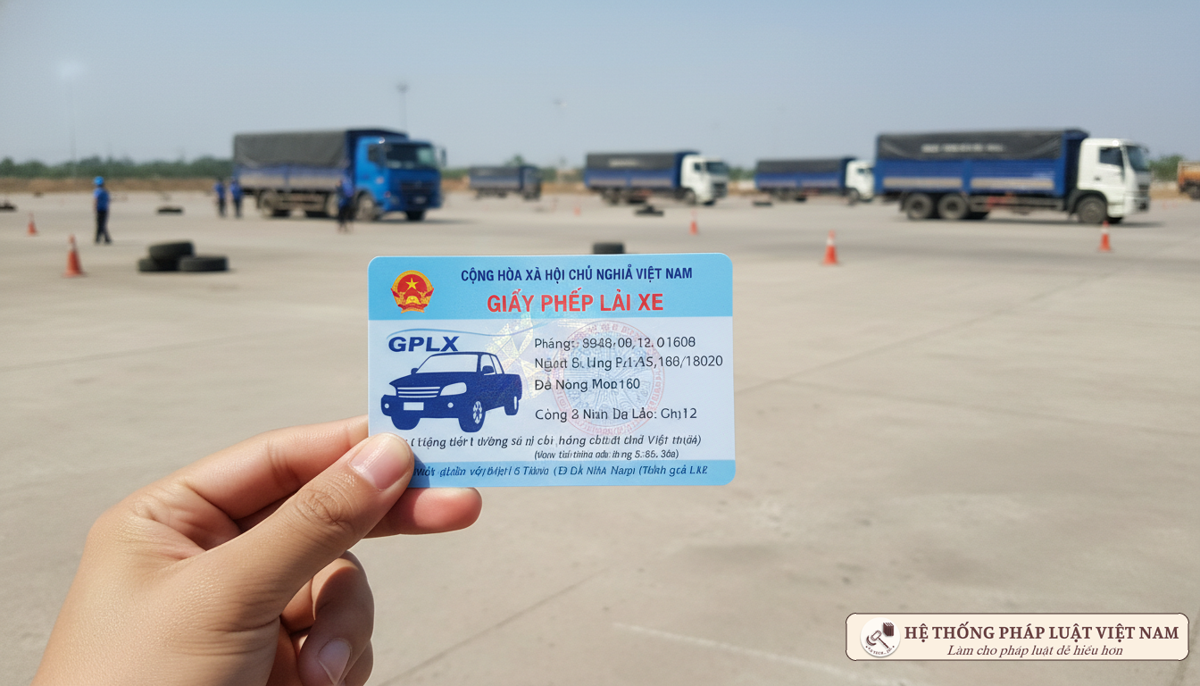 Cận cảnh Giấy phép lái xe và sân tập lái