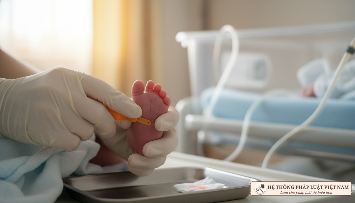 Lấy máu gót chân trẻ sơ sinh
