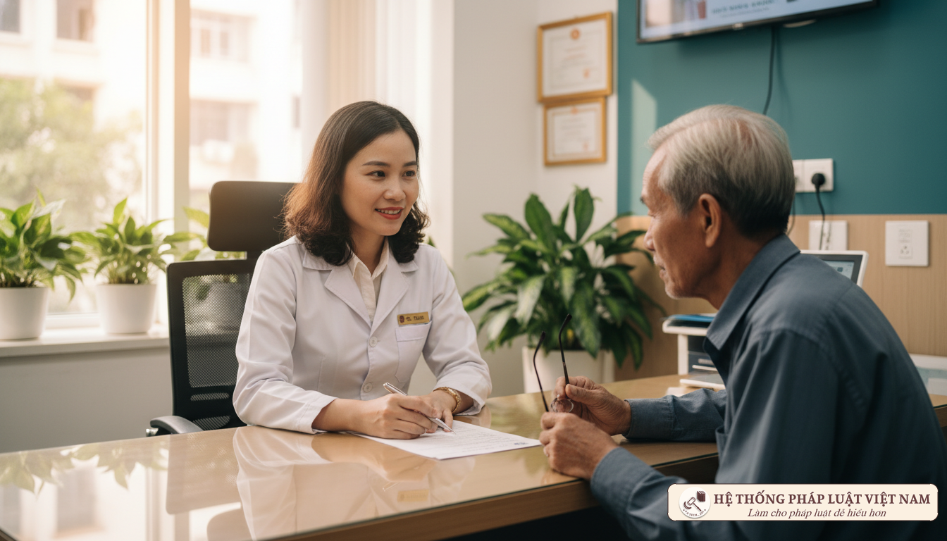 Bác sĩ tư vấn phác đồ điều trị và kê đơn thuốc hỗ trợ miễn phí cho bệnh nhân
