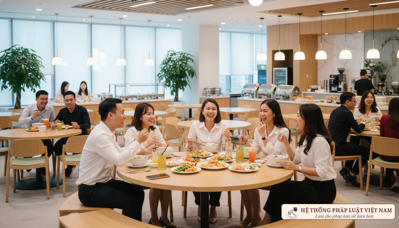 Bữa ăn giữa ca của người lao động tại doanh nghiệp