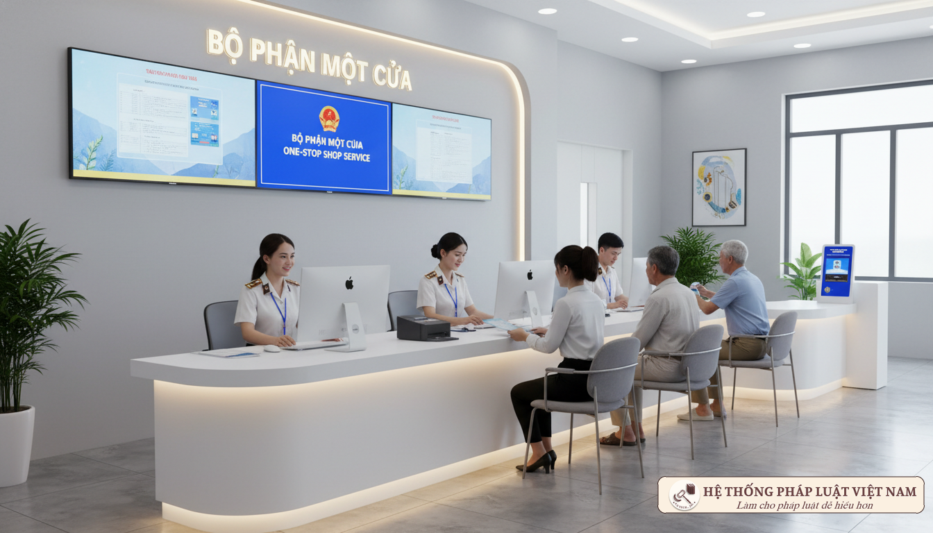 Công chức cấp xã thực hiện nhiệm vụ tại bộ phận một cửa