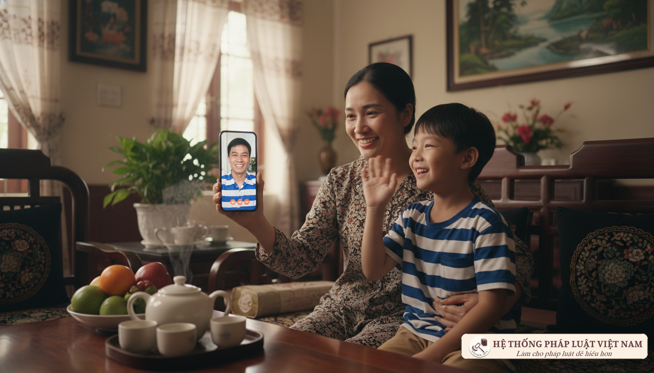 Người thân gọi video call cho phạm nhân tại nhà