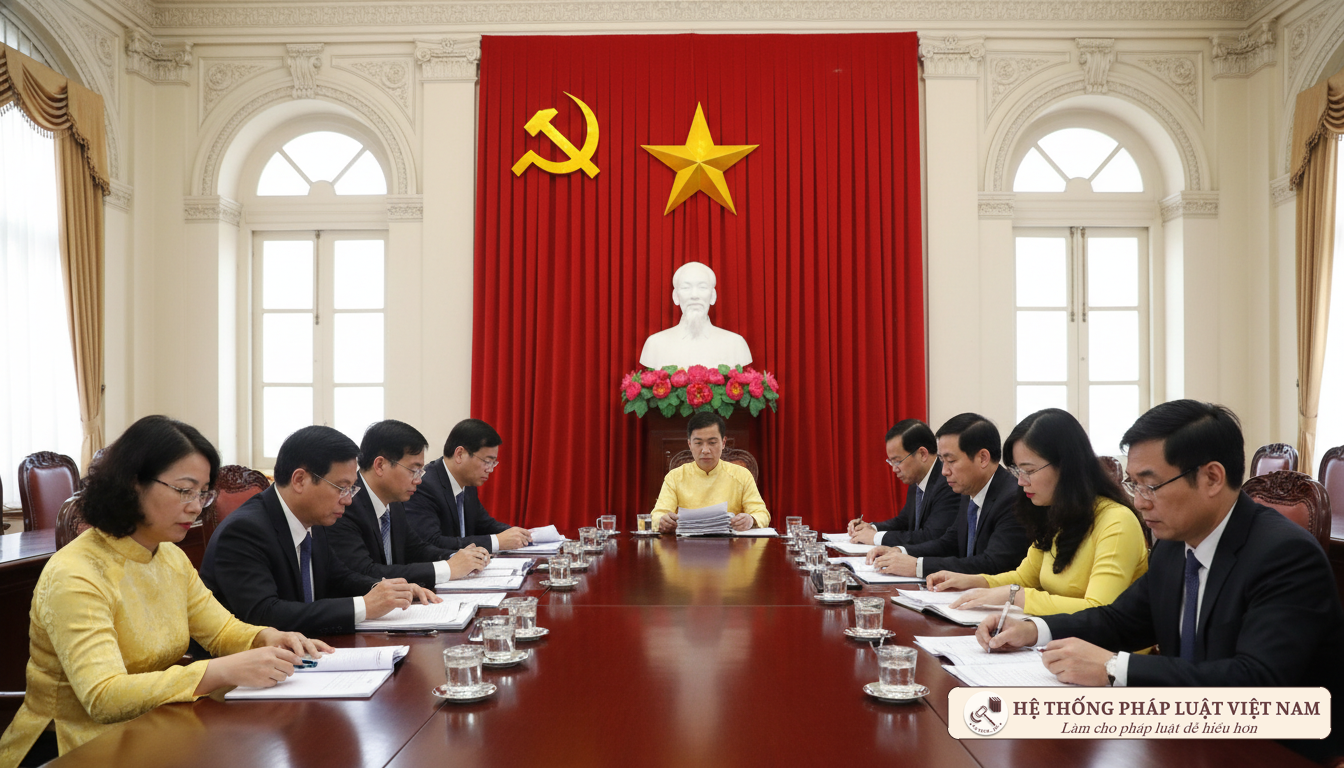 Cán bộ họp triển khai công tác bầu cử