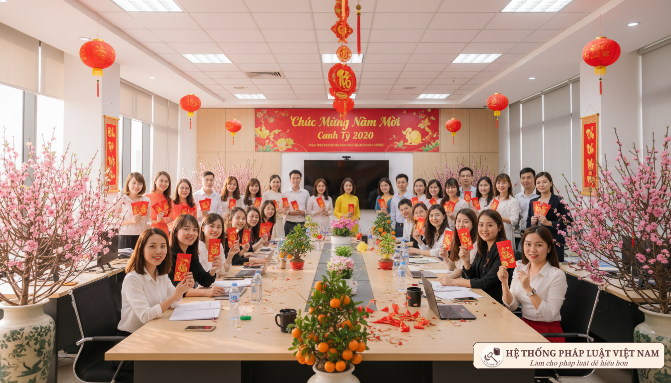 Nhân viên nhận thưởng cuối năm 2019