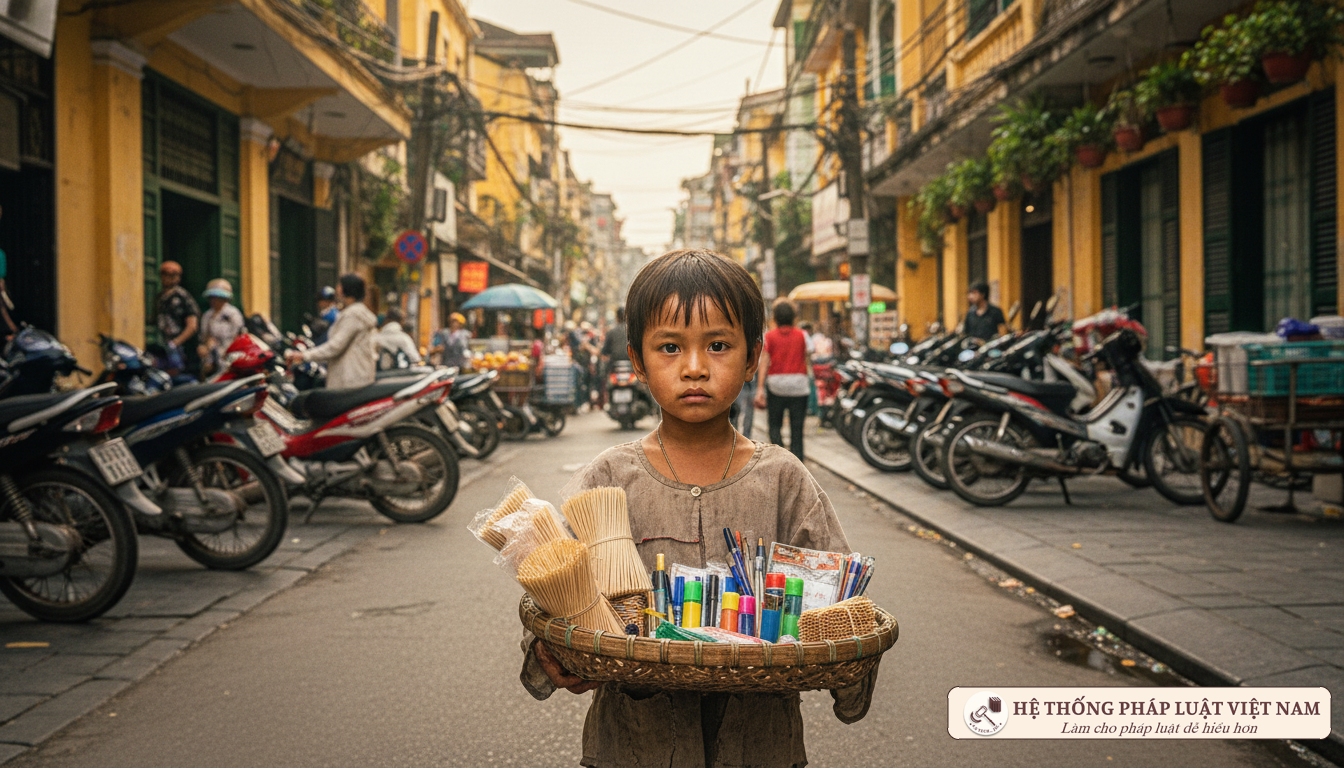 Trẻ em bán hàng rong trên phố