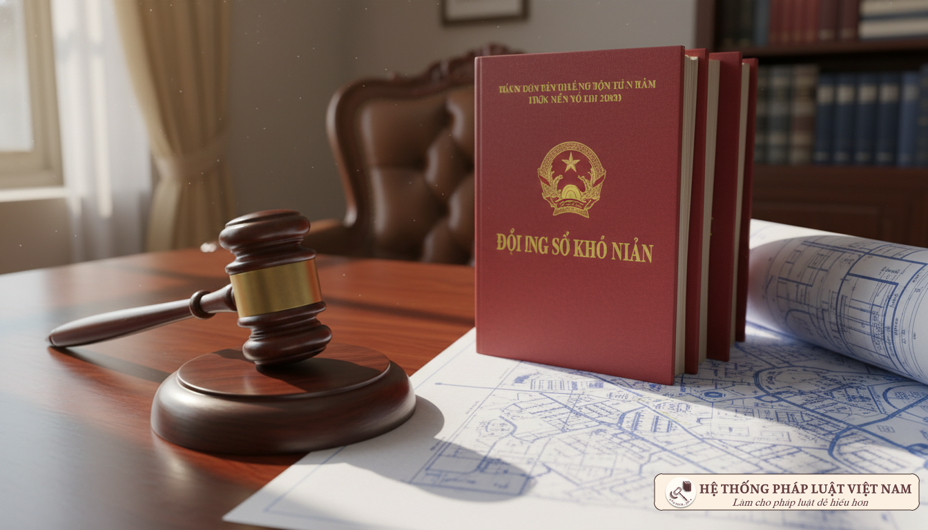 Văn bản pháp luật và búa công lý minh họa cho việc tháo gỡ dự án