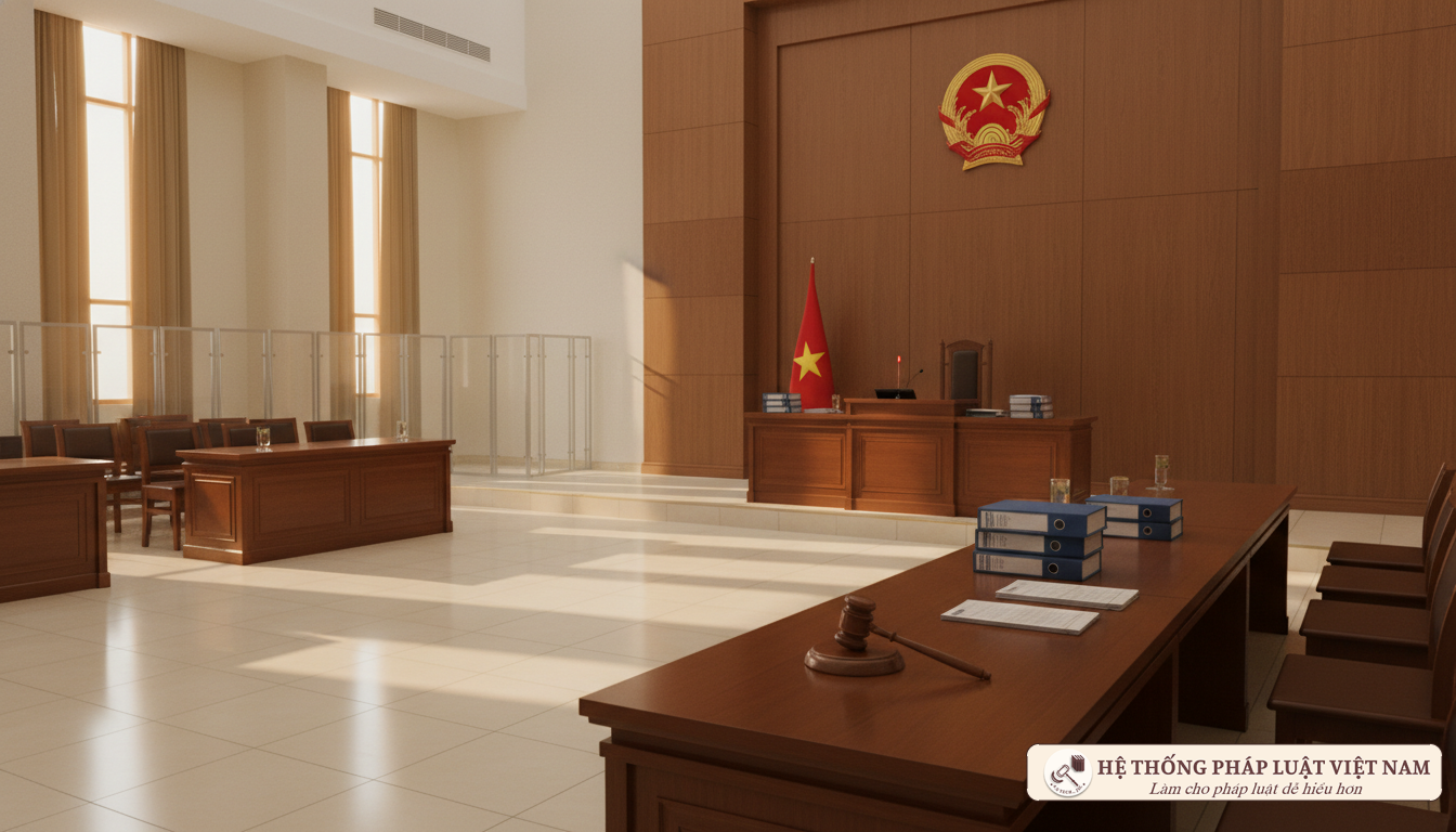 Không gian trang nghiêm bên trong Tòa án nhân dân Việt Nam giải quyết thủ tục phá sản rút gọn