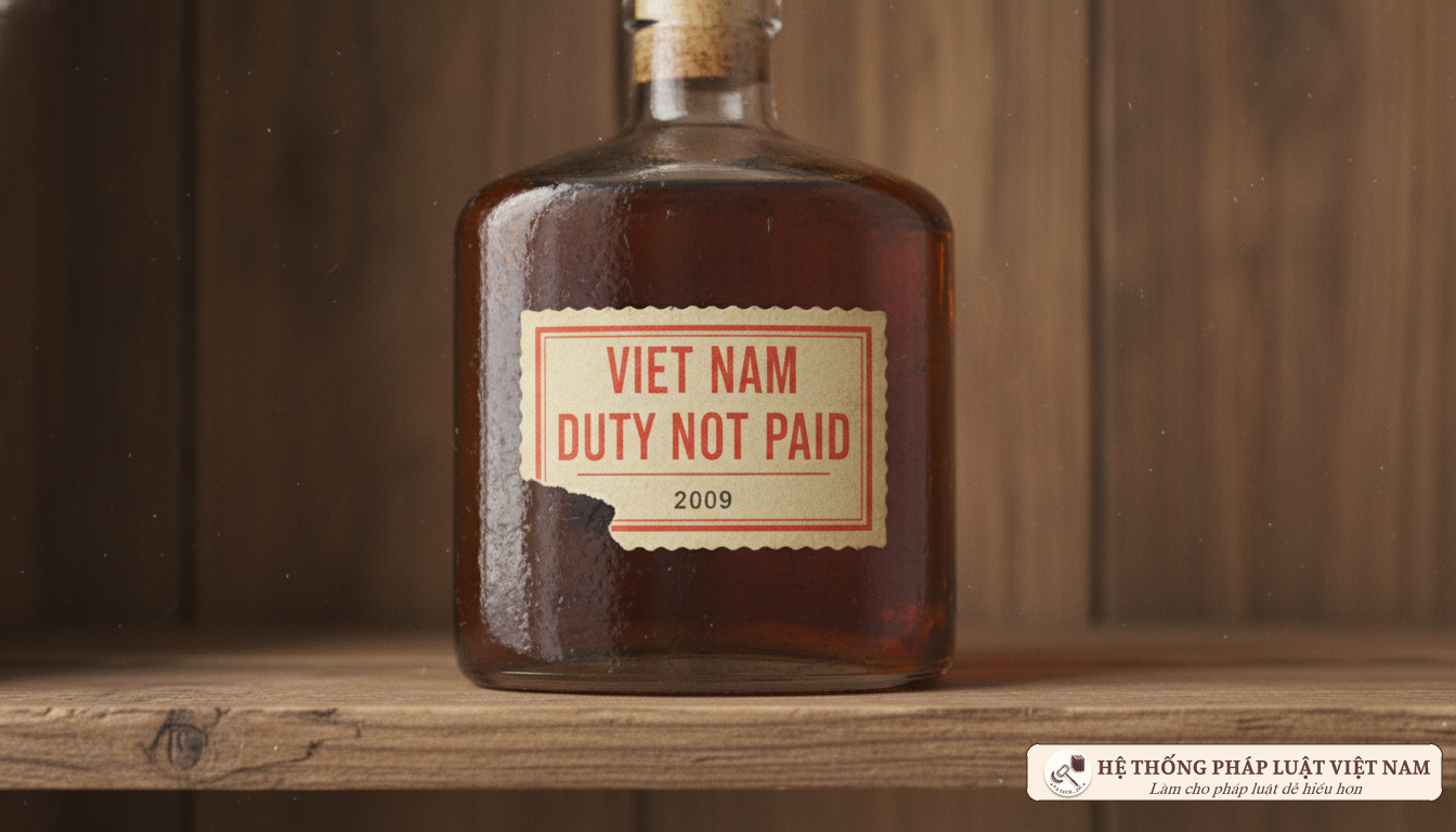 Tem Viet Nam duty not paid trên chai rượu năm 2009