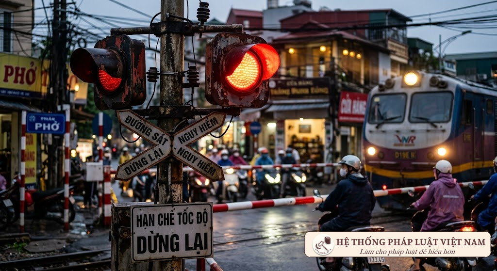 Đèn tín hiệu cảnh báo đường sắt màu đỏ