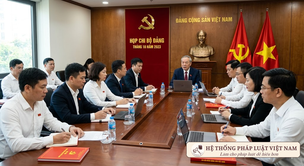 Họp chi bộ Đảng rà soát thông tin thẻ Đảng viên và đồng bộ dữ liệu VNeID