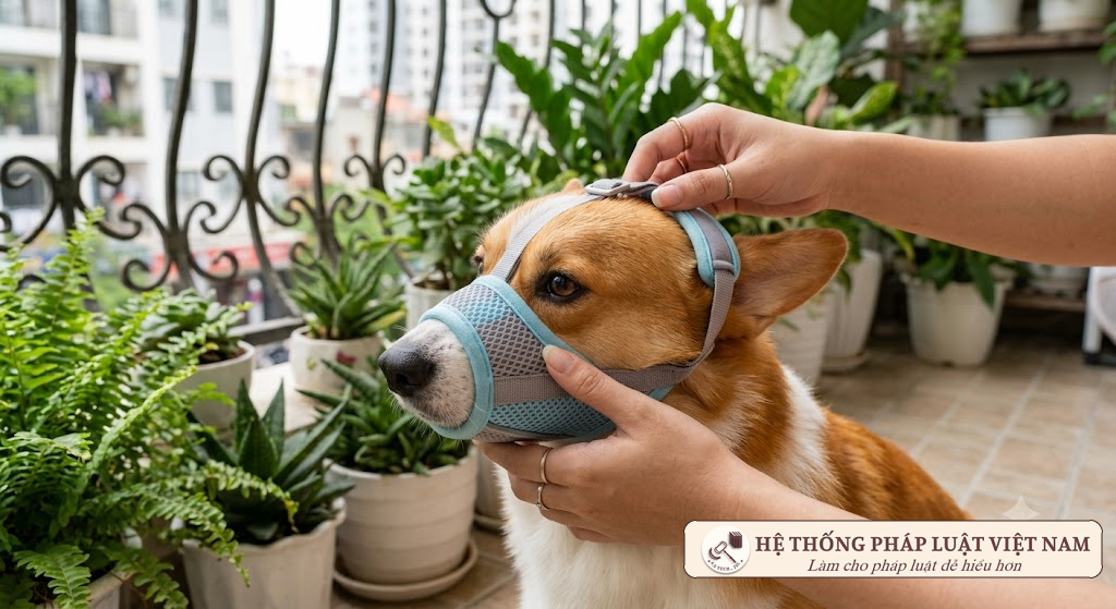 Đeo rọ mõm cho chó cưng trước khi ra đường