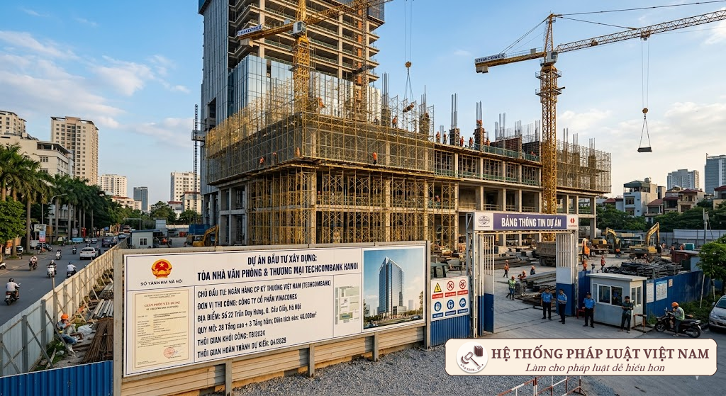 Công khai giấy phép xây dựng tại công trường thi công
