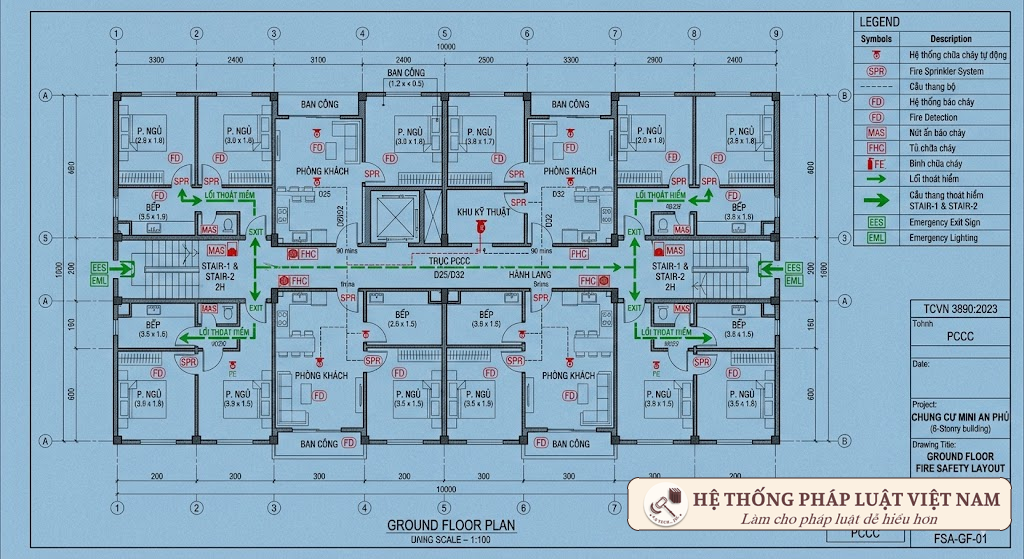 Bản vẽ thiết kế kỹ thuật nhà ở riêng lẻ cao tầng bắt buộc phải tích hợp giải pháp phòng cháy chữa cháy chuyên nghiệp