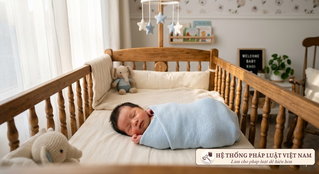 Em bé sơ sinh dễ thương đang ngủ ngon lành