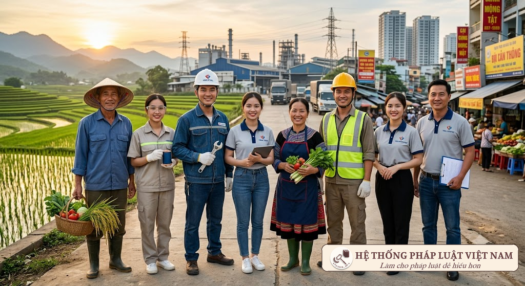 Nhóm người lao động Việt Nam từ các ngành nông nghiệp, sản xuất và dịch vụ