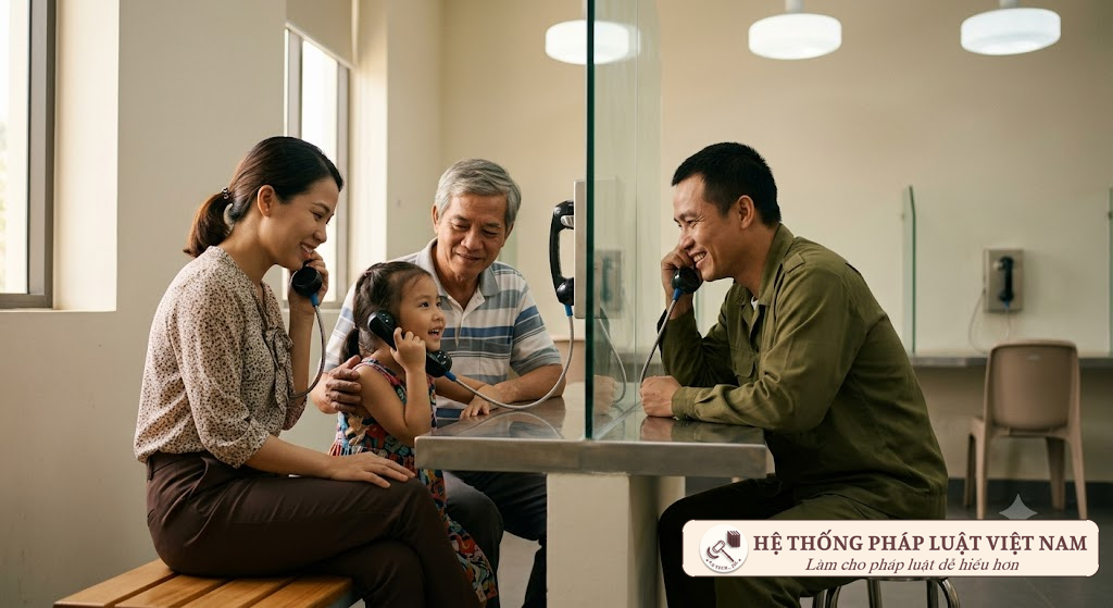Phạm nhân gặp người thân trong phòng thăm gặp