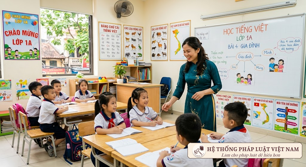 Giáo viên Việt Nam giảng bài trong lớp học hiện đại