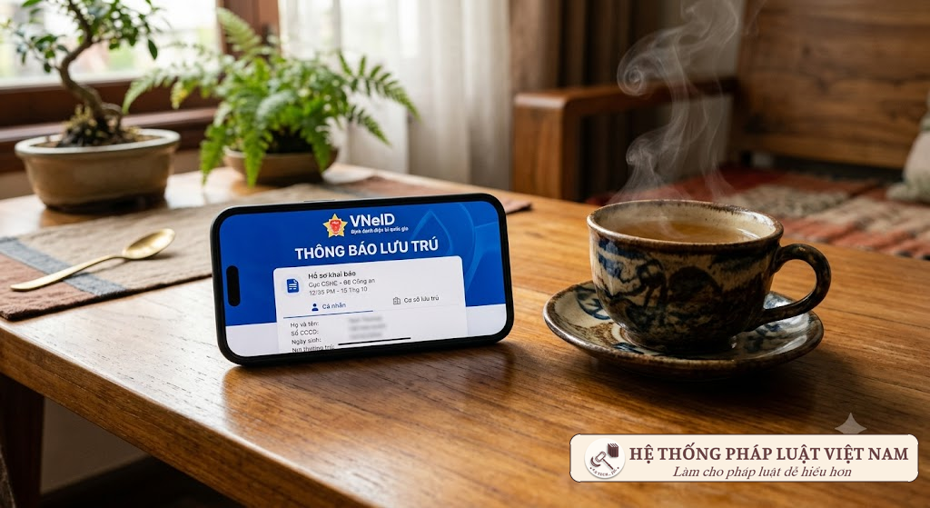 Giao diện thông báo lưu trú trực tuyến trên điện thoại di động