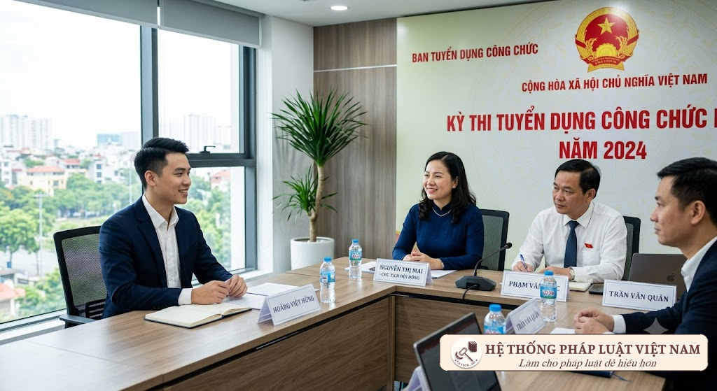 Hội đồng tuyển dụng thực hiện phỏng vấn xét tuyển viên chức