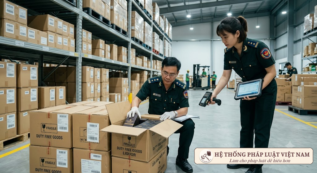Cơ quan Hải quan kiểm tra hàng hóa miễn thuế